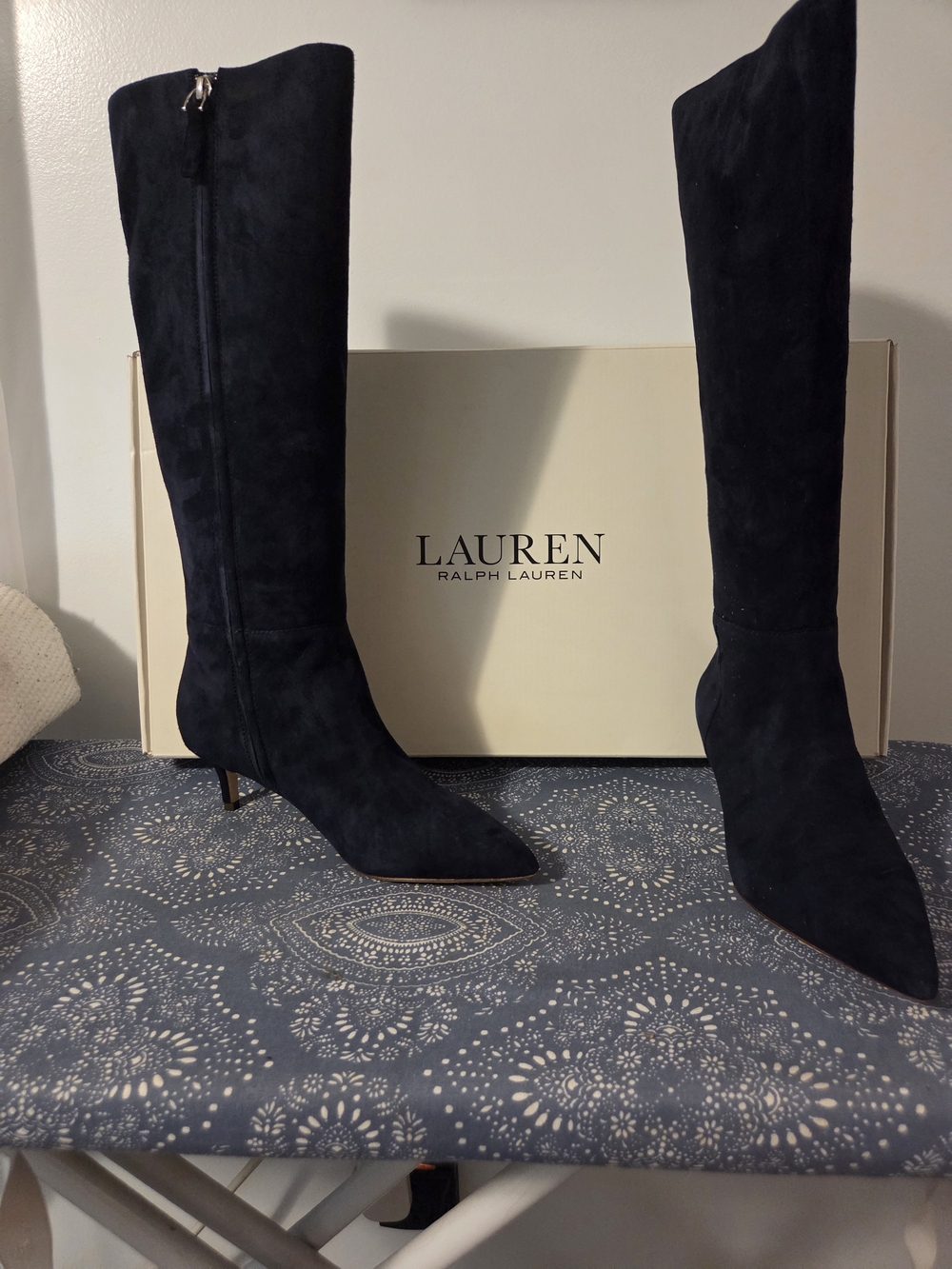 Lauren Ralph Lauren Black Over-the-Knee Pointed Toe Suede Boots